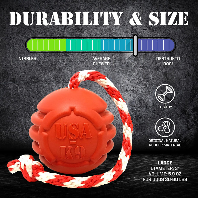 Load image into Gallery viewer, USA-K9 Stars and Stripes Rubber Dog Toy | K9 Handler Reward Toy | Red | USA Made
