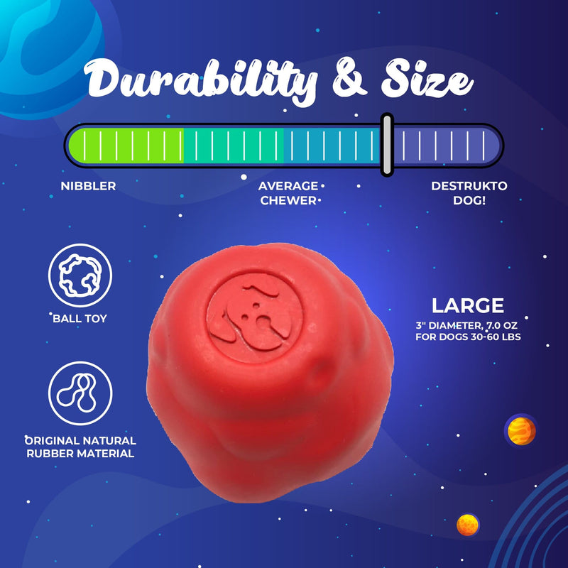 Load image into Gallery viewer, Asteroid Rubber Dog Chew Toy for Heavy Chewers | Red Retrieving Toy | USA Made
