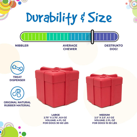 Gift Box eDispenser - Durable Rubber Treat Dispenser for Dogs | USA Made