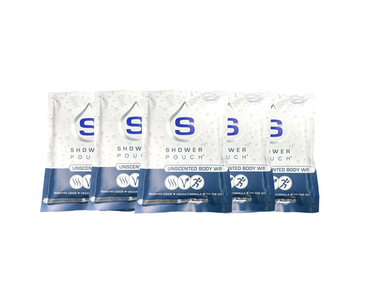5-pack Shower Pouch XL (2' x 1') Body Wipes