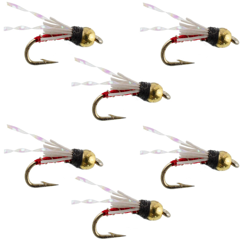 Load image into Gallery viewer, Beadhead Red 3 Dollar Dip Serendipity Nymph - 6 Flies Size 16
