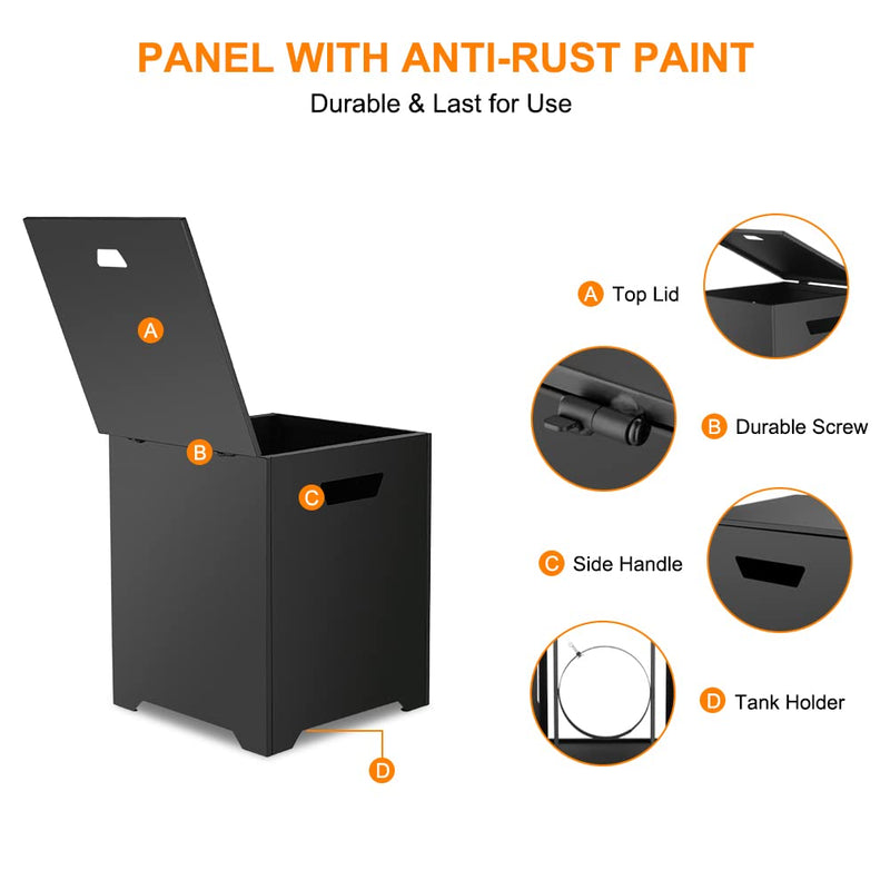 Load image into Gallery viewer, Camplux Propane Tank Cover, 20 LB Propane Tank Storage Box, Outdoor Tank Hideway Table for Propane Fire Pit and Gas Griddle Black
