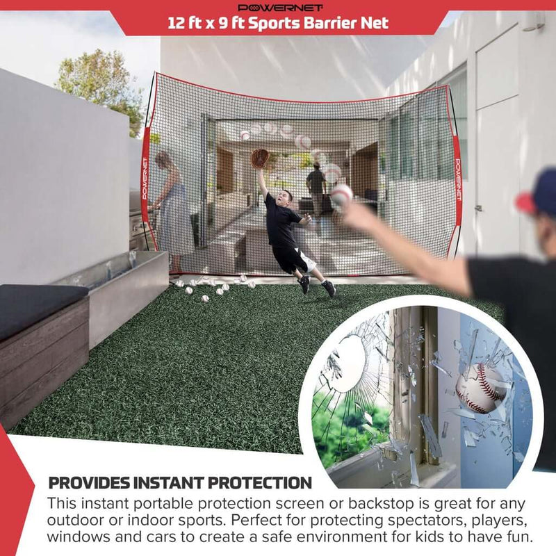 Load image into Gallery viewer, PowerNet 12x9 Ft Sports Barrier Net for Player &amp; Property Protection (1021)
