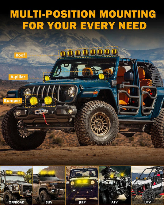 V-ULTRA Series 6/8 Pcs 5 Inch 172W LED Side Shooter Amber DRL with Power Harness