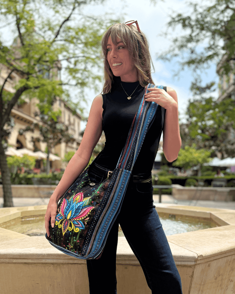 Load image into Gallery viewer, Kathmandu Collection Lotus Handmade Hobo Bag
