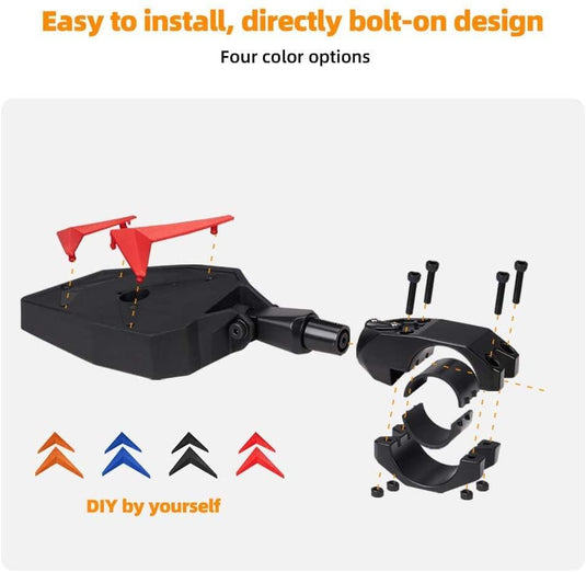 Color Side Rear View Mirror For 1.75" UTV Roll Bar