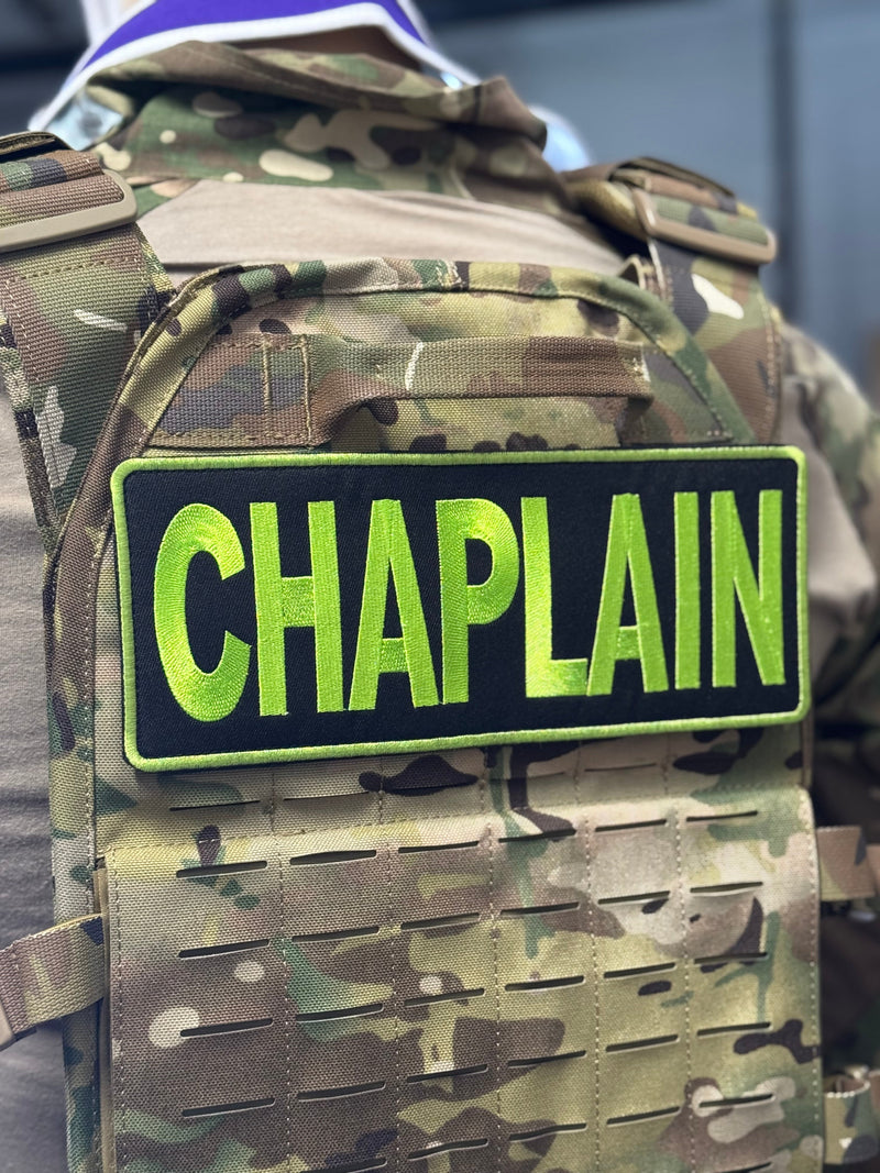 Load image into Gallery viewer, CHAPLAIN Patches (4” x 10”) and (2”x4”) Hook and Loop

