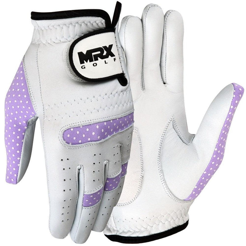Load image into Gallery viewer, New Women Golf Gloves Cabretta Leather White Purple
