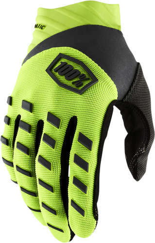 100% Youth Airmatic Gloves - Fluo Yellow/Black - Small 10001-00004