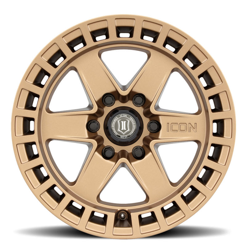 Load image into Gallery viewer, ICON Raider 17x8.5 6x135 6mm Offset 5in BS Satin Brass Wheel
