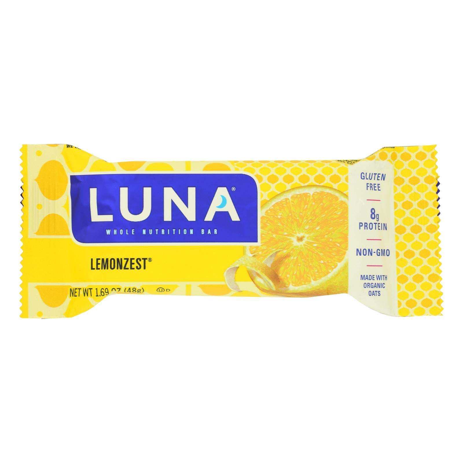 Clif Bar Luna Bar - Organic Lemon Zest - Case Of 15 - 1.69 Oz - Skoutley Outdoors LLC