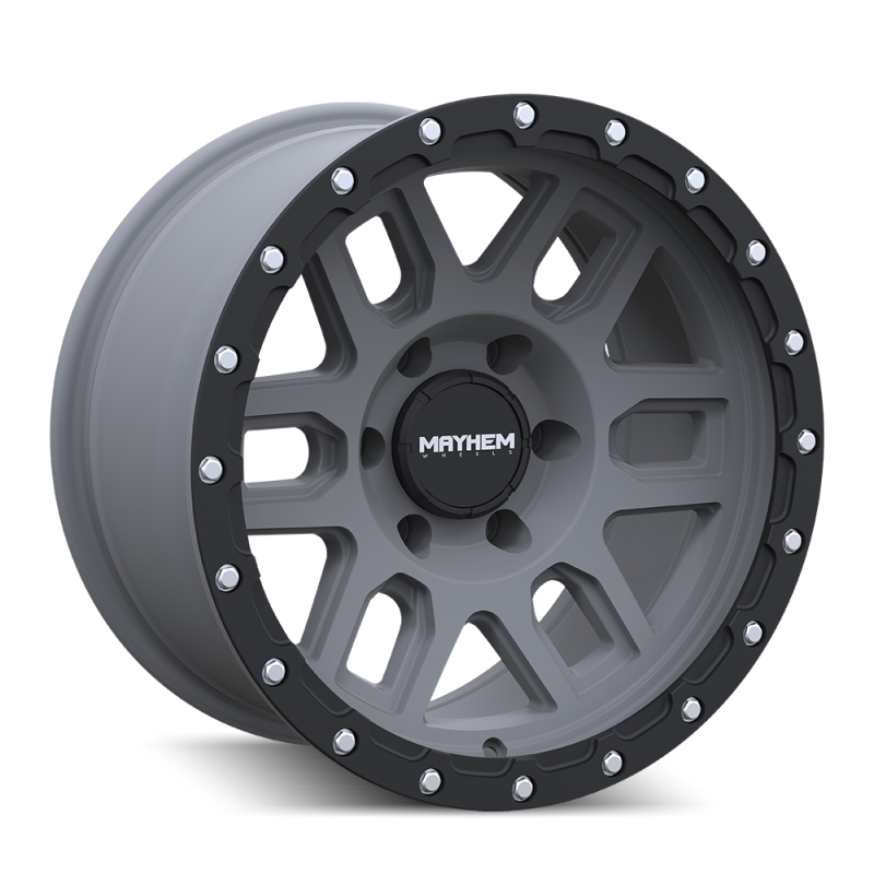 Load image into Gallery viewer, Mayhem 8304 Delta 17x9 / 6x139.7 BP / -12mm Offset / 106mm Hub Matte Gunmetal- Matte Black Lip Wheel
