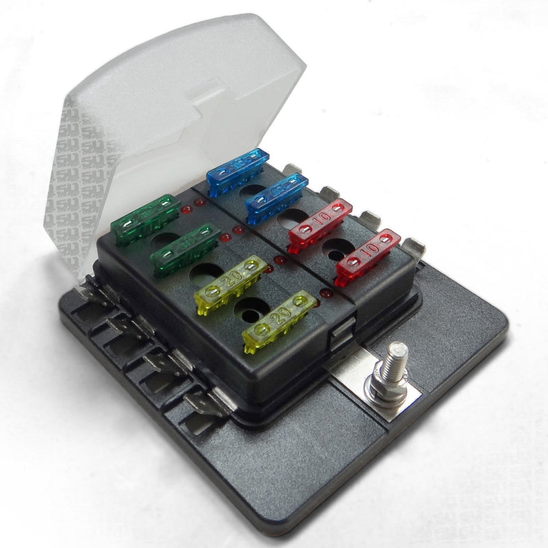 Load image into Gallery viewer, 8 Way Standard LED Circuit Blade Fuse Box
