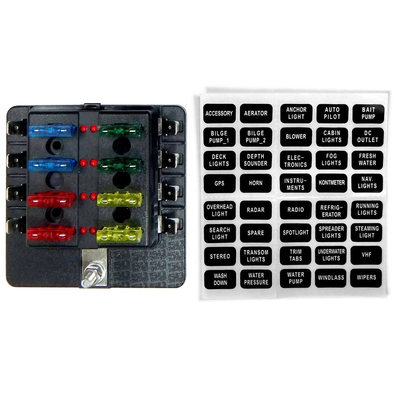 Load image into Gallery viewer, 8 Way Standard LED Circuit Blade Fuse Box
