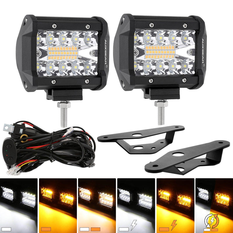 Load image into Gallery viewer, 4 Inch 6 Modes White&amp;Amber LED Working Light LED Pods with Dual A-Pillar Mounting Bracket For Ford Bronco 2/4 Door 2021 2022
