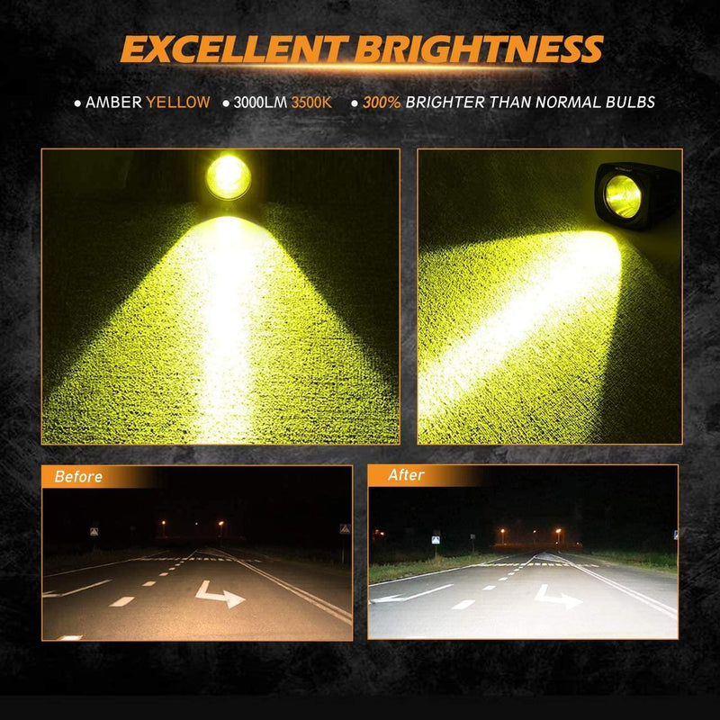 Load image into Gallery viewer, 3.5 Inch 50W Round/Square LED Driving Lights Combo White/Yellow with wiring harness for 2000 FORD F250
