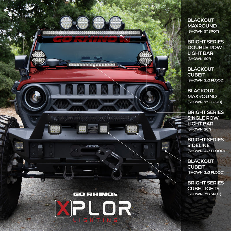 Load image into Gallery viewer, Go Rhino Xplor Bright Series Sgl Row LED Light Bar (Side/Track Mount) 51in. - Blk
