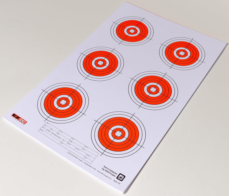 Load image into Gallery viewer, EZ2C Targets #24: Six Bullseye 11"x17" Shooting Paper Target USA MADE
