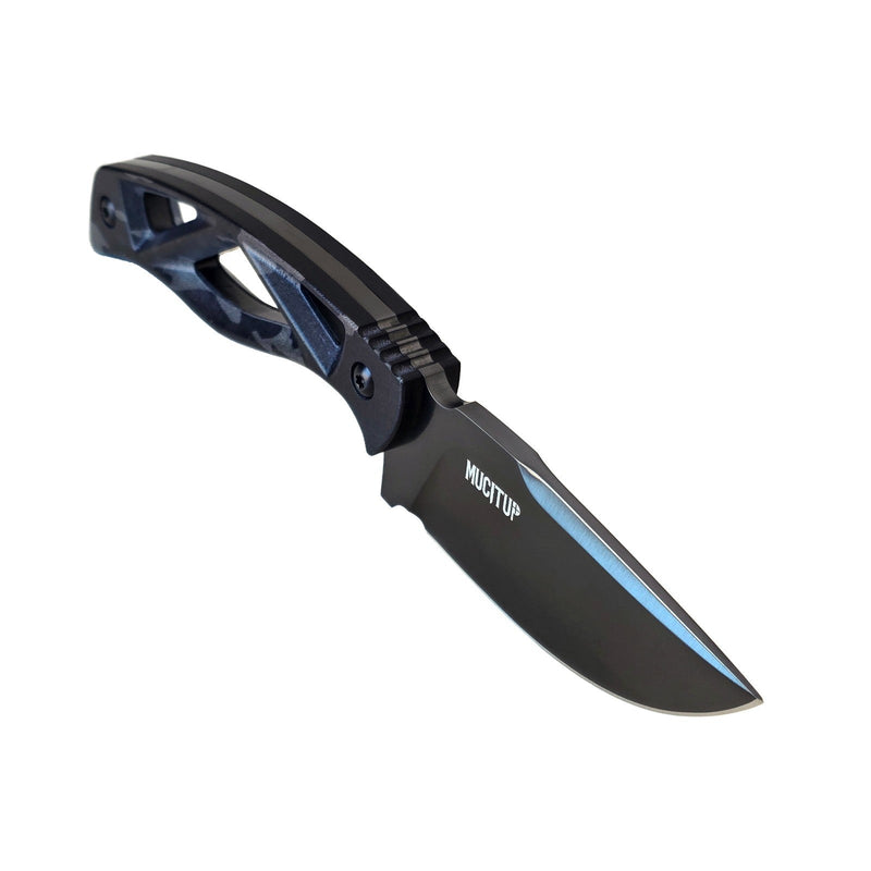 Load image into Gallery viewer, MUCITUP LIMITED EDITION MUCTAC Surge Fixed Blade Knife D2 Steel 3" DLC Blade Multicam Black G10
