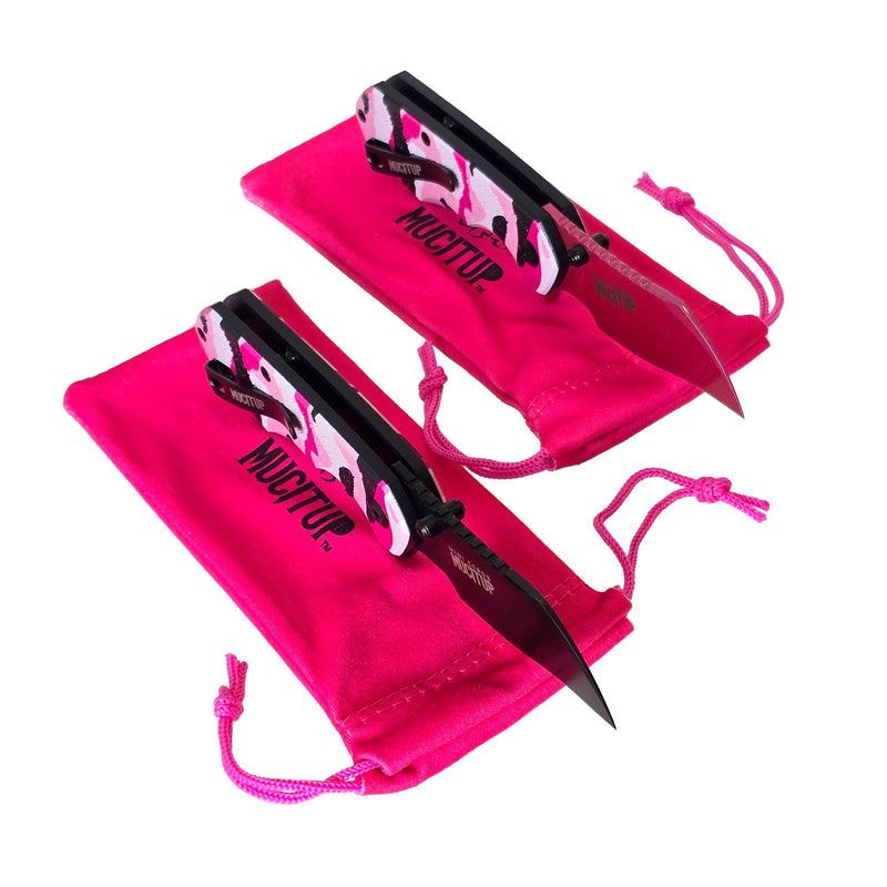 Load image into Gallery viewer, MUCITUP Mini Ceros Pink Camo Folding Knife 9Cr18MoV G10 EDC Black/Pink
