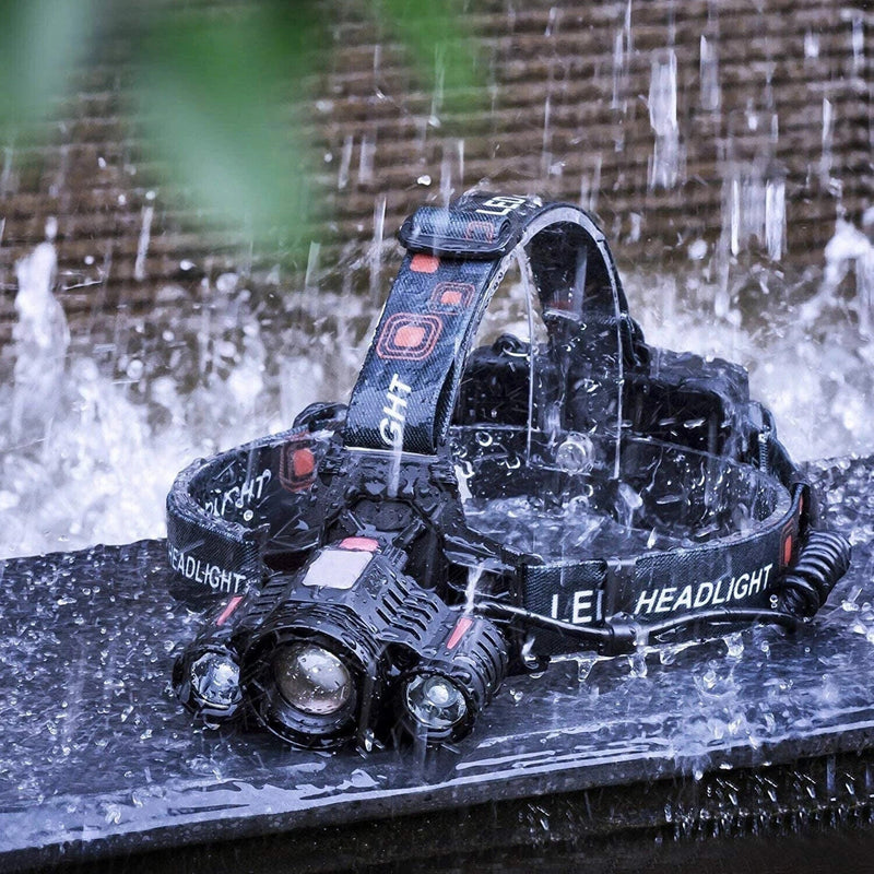Load image into Gallery viewer, T6 Rechargeable LED Headlamp, Zoom Focus, 4 Modes, USB-C, IP55, Black/Red

