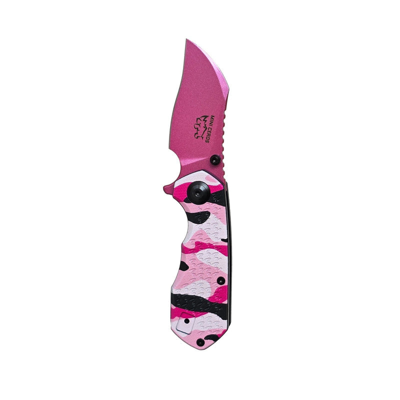 Load image into Gallery viewer, MUCITUP Mini Ceros Pink Camo Folding Knife 9Cr18MoV G10 EDC Black/Pink
