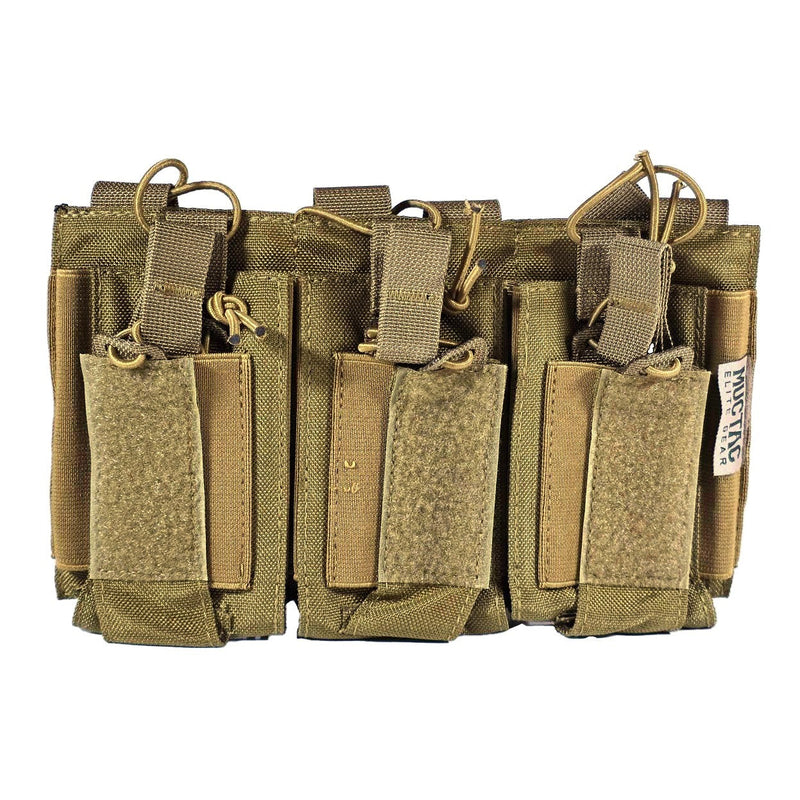 Load image into Gallery viewer, MUCTAC Kangaroo Triple Mag Pouch MOLLE 5.56 &amp; 9mm 1000D Nylon Ranger Green
