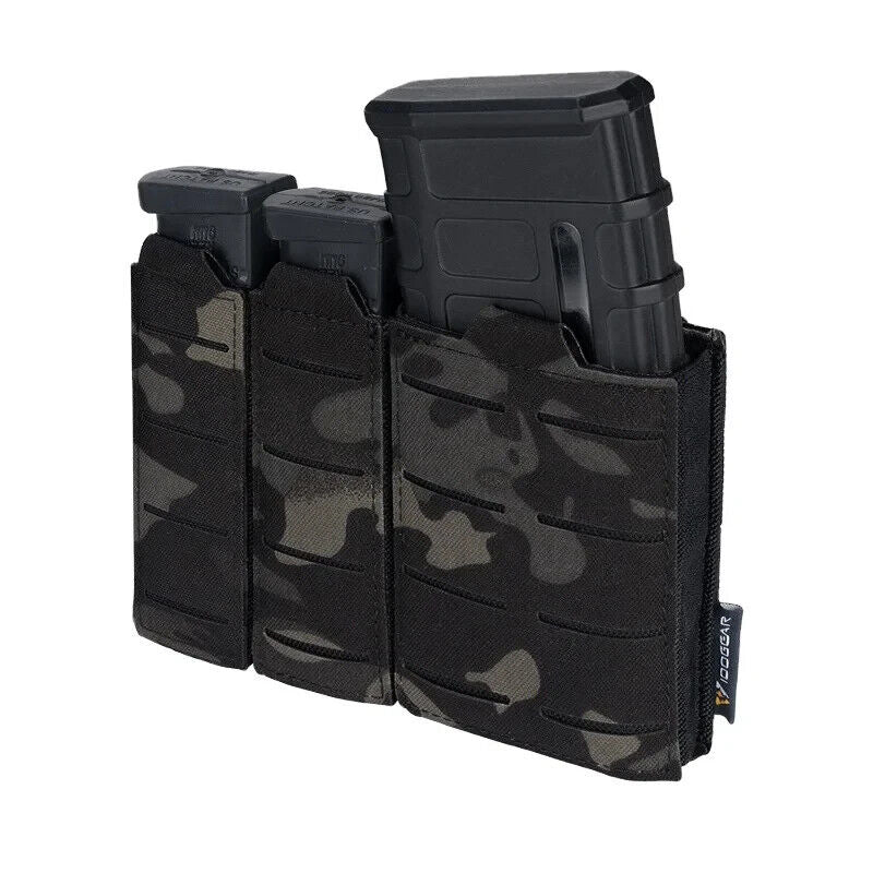 Load image into Gallery viewer, IDOGEAR Tactical Triple Mag Pouch MOLLE, Fits 5.56 &amp; 9mm Magazines, Multi-Color
