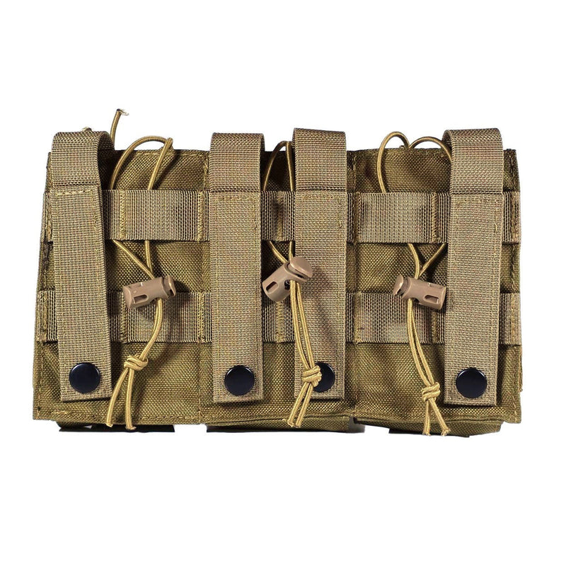 Load image into Gallery viewer, MUCTAC Kangaroo Triple Mag Pouch MOLLE 5.56 &amp; 9mm 1000D Nylon Ranger Green
