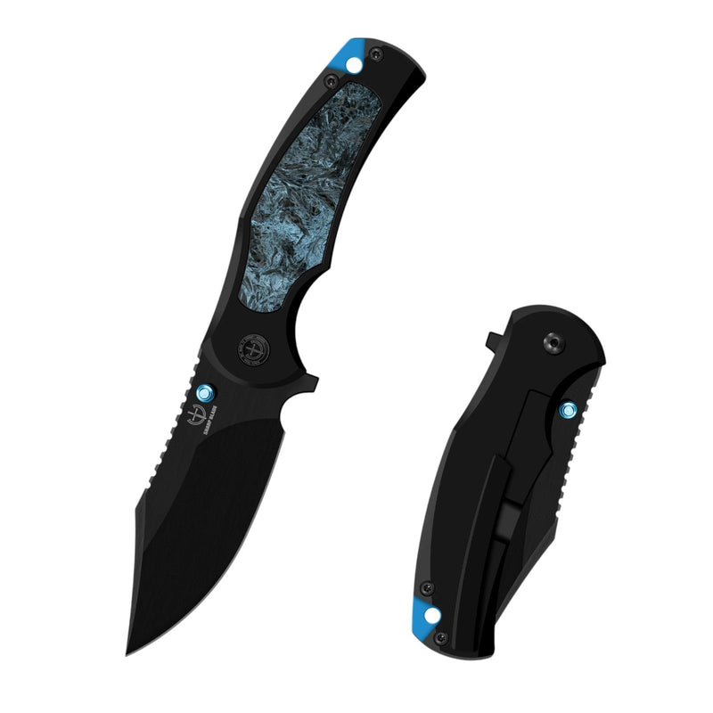 Load image into Gallery viewer, Sharp Blade Titanium Frame Lock Flipper Knife 14C28N Carbon Fiber
