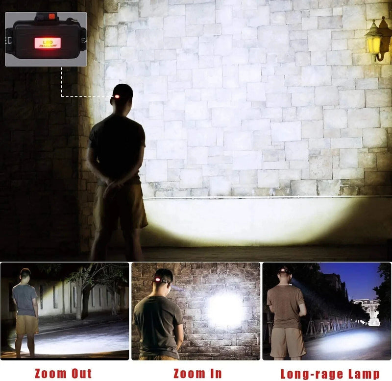 Load image into Gallery viewer, T6 Rechargeable LED Headlamp, Zoom Focus, 4 Modes, USB-C, IP55, Black/Red
