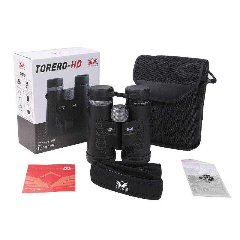 Load image into Gallery viewer, Red Win Torero HD 10x42 Binoculars Compact Waterproof FMC Hunting Optics Black

