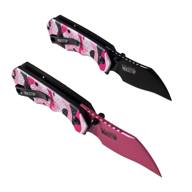Load image into Gallery viewer, MUCITUP Mini Ceros Pink Camo Folding Knife 9Cr18MoV G10 EDC Black/Pink
