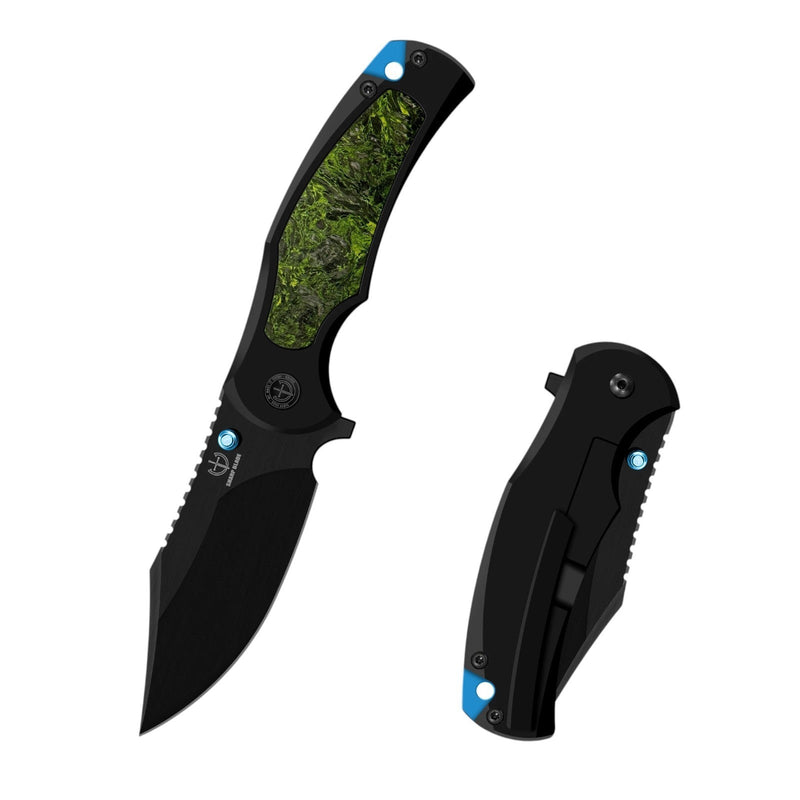 Load image into Gallery viewer, Sharp Blade Titanium Frame Lock Flipper Knife 14C28N Carbon Fiber
