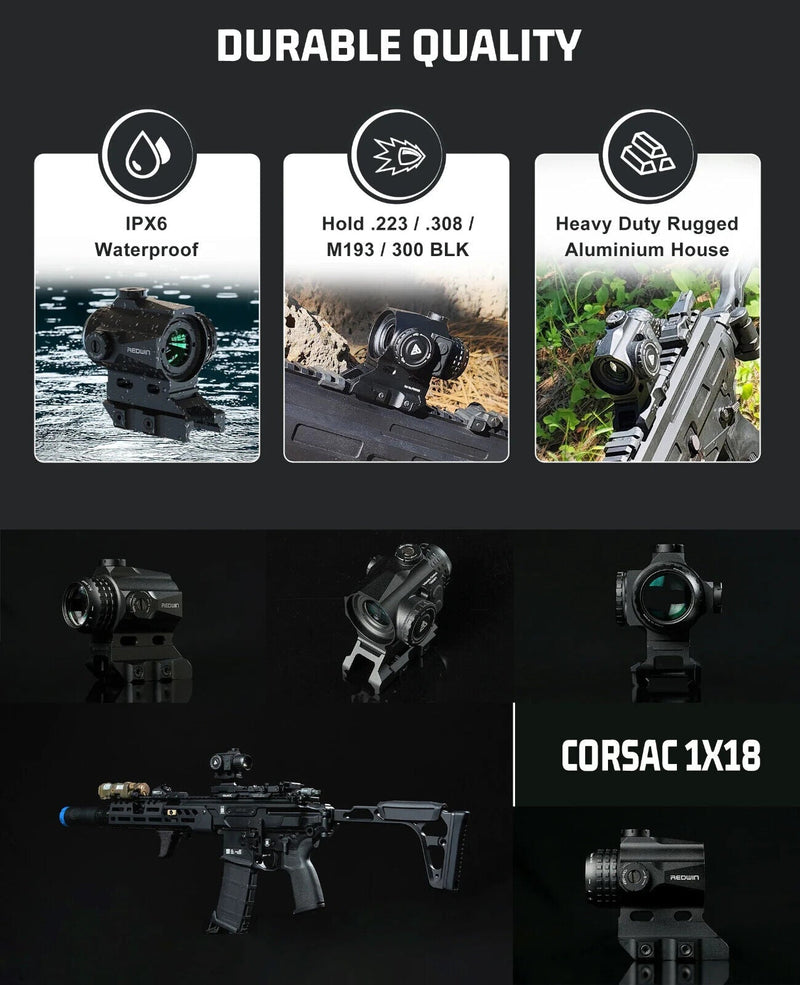 Load image into Gallery viewer, Corsac 1x18 Micro Prism Scope Etched Reticle 8 Day+2 NV IPX67 Hunting Optic
