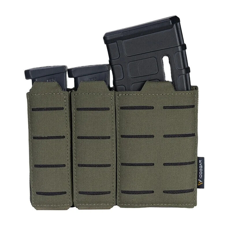 Load image into Gallery viewer, IDOGEAR Tactical Triple Mag Pouch MOLLE, Fits 5.56 &amp; 9mm Magazines, Multi-Color

