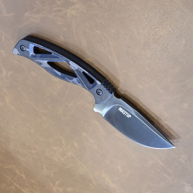 Load image into Gallery viewer, MUCITUP LIMITED EDITION MUCTAC Surge Fixed Blade Knife D2 Steel 3" DLC Blade Multicam Black G10
