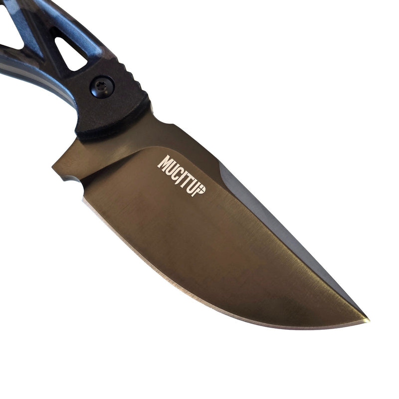 Load image into Gallery viewer, MUCITUP LIMITED EDITION MUCTAC Surge Fixed Blade Knife D2 Steel 3" DLC Blade Multicam Black G10
