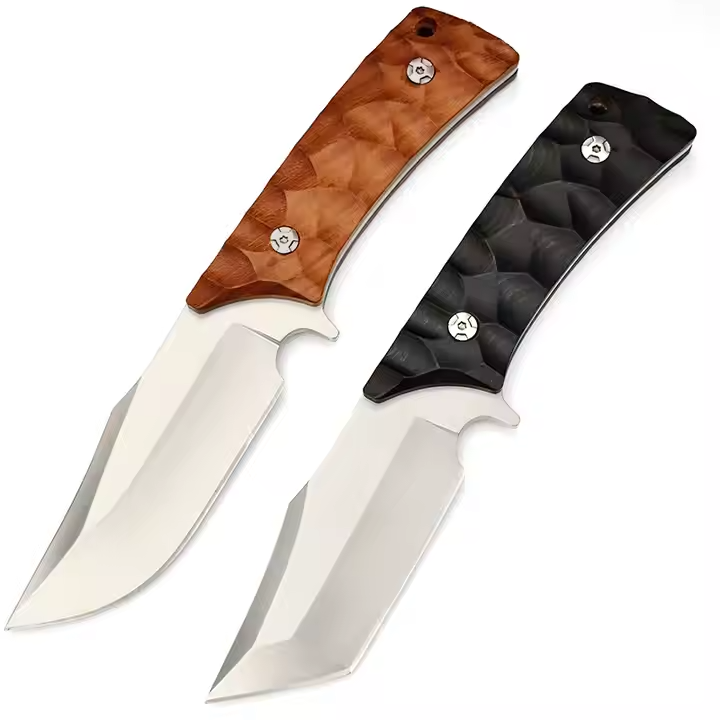 Load image into Gallery viewer, Fixed Blade Knife D2 Steel Rosewood or Ebony Handles - Hunting Leather Sheath
