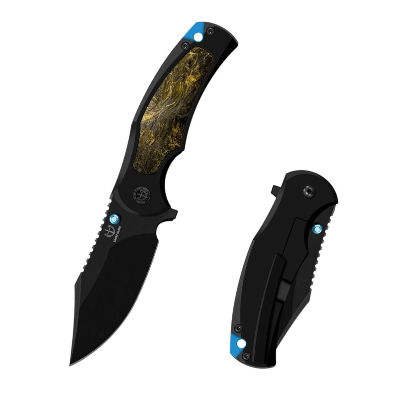 Load image into Gallery viewer, Sharp Blade Titanium Frame Lock Flipper Knife 14C28N Carbon Fiber
