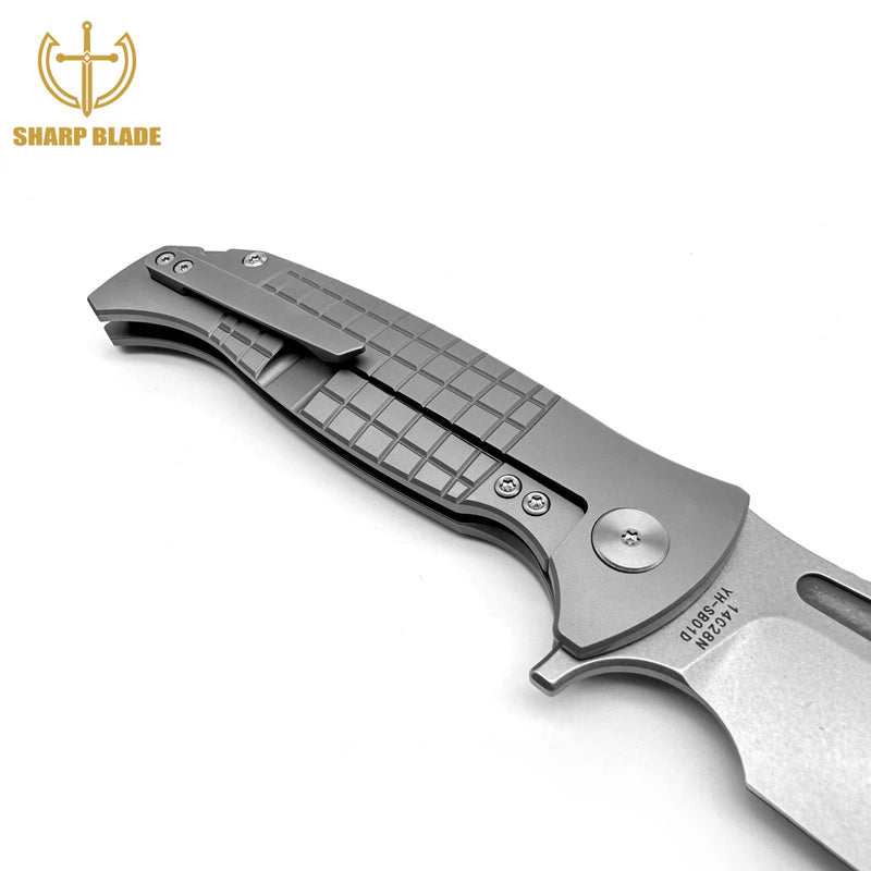 Load image into Gallery viewer, Sharp Blade - 14C28N Steel 3.86" Blade, Titanium Handle Premium EDC Pocket Knife
