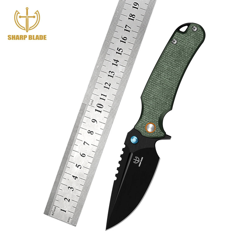 Load image into Gallery viewer, Sharp Blade Premium 14C28N EDC Folding Knife | Micarta | Thumb Stud &amp; Flipper
