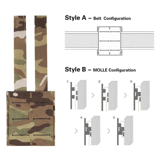 KRYDEX Tactical 9mm Pistol Magazine Pouch Mag Holder - Multicam / MOLLE Mounted