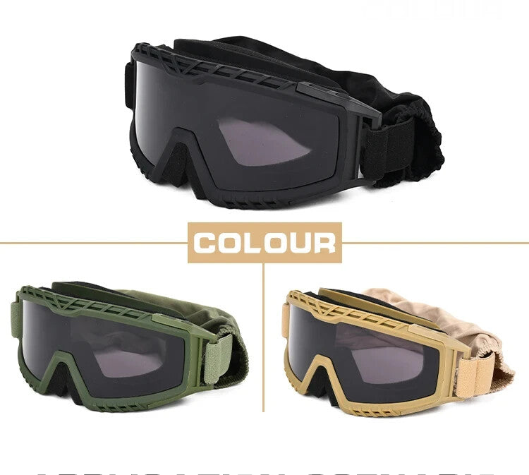 Load image into Gallery viewer, 3.2MM Tactical Goggles Anti-Fog Ballistic Glasses 3 Lens Kit – Black Tan OD
