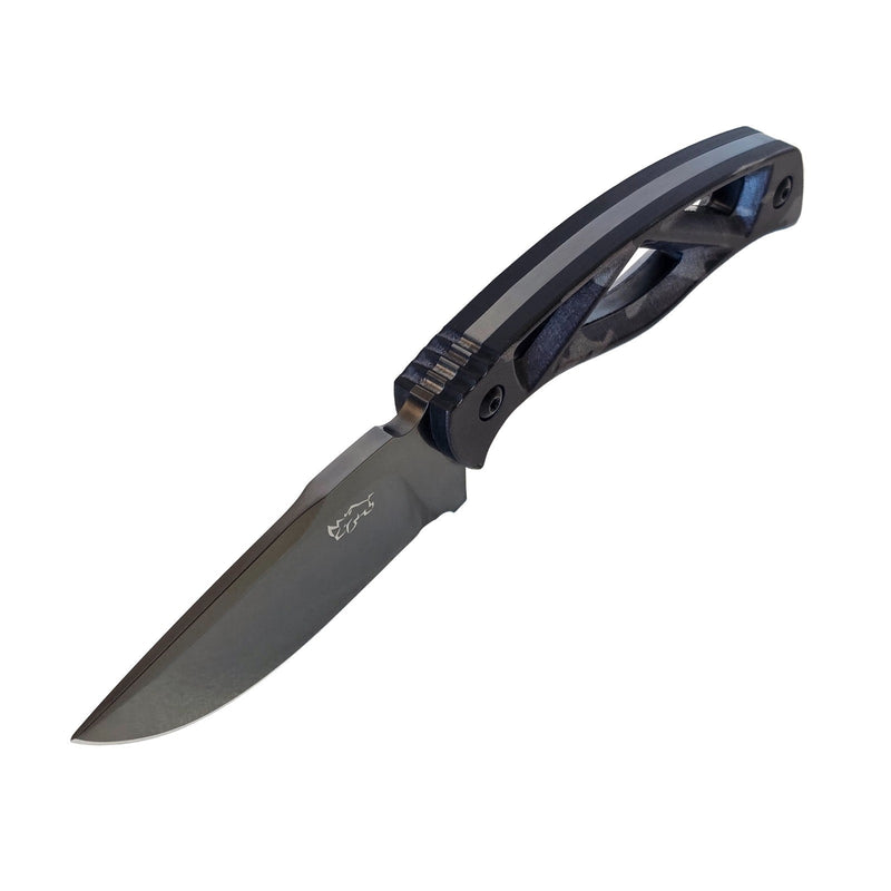 Load image into Gallery viewer, MUCITUP LIMITED EDITION MUCTAC Surge Fixed Blade Knife D2 Steel 3" DLC Blade Multicam Black G10
