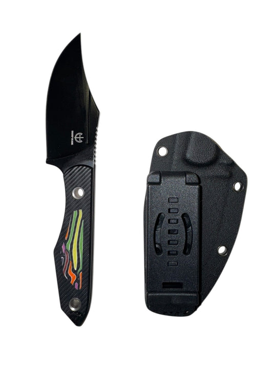 Sharp Blade YF06D Fixed Blade Hunting Knife 9Cr18MoV G10 8” Black/Stonewashed