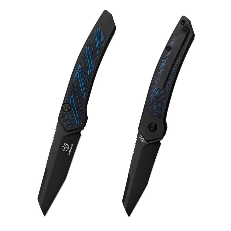 Load image into Gallery viewer, Sharp Blade Viper EDC Folding Knife 9Cr18MoV Black PVD Aluminum Handle
