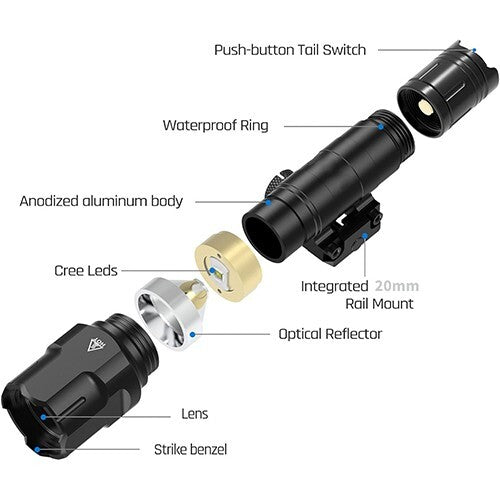 Load image into Gallery viewer, WL-25 Tactical Weaponlight Flashlight, 1200LM, USB Rechargeable – Black or Tan
