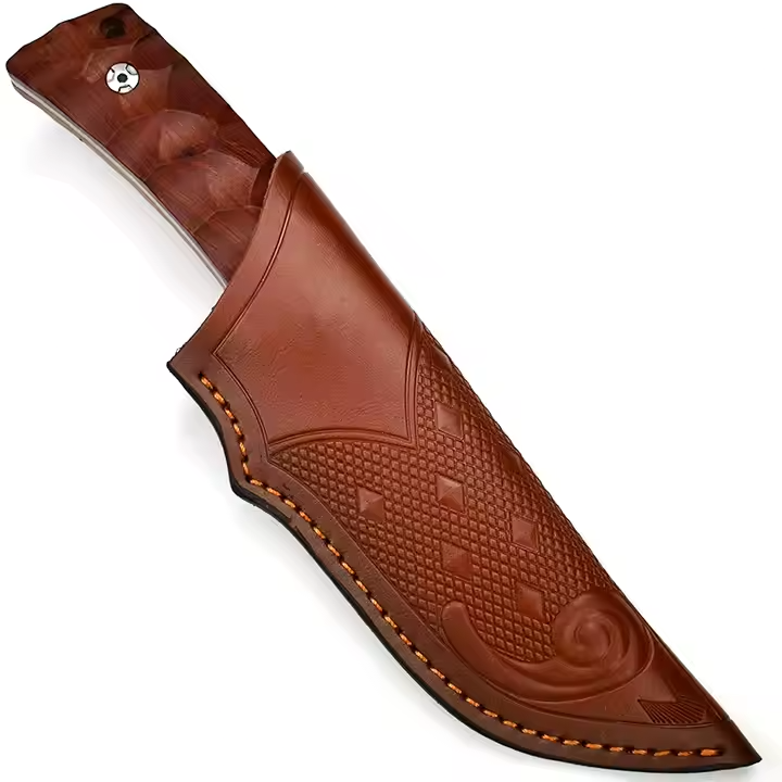 Load image into Gallery viewer, Fixed Blade Knife D2 Steel Rosewood or Ebony Handles - Hunting Leather Sheath
