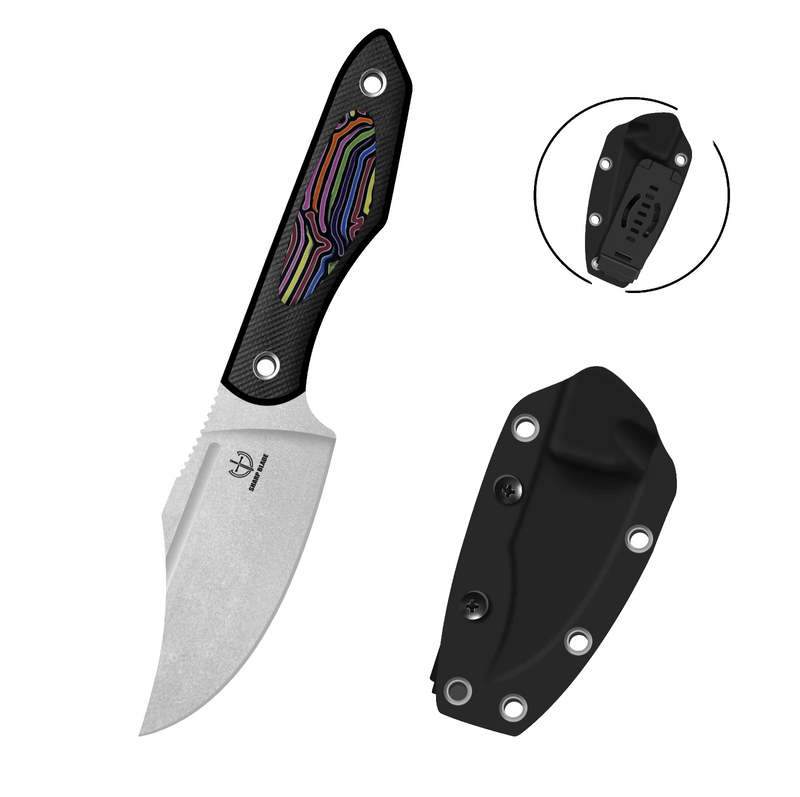 Load image into Gallery viewer, Sharp Blade YF06D Fixed Blade Hunting Knife 9Cr18MoV G10 8” Black/Stonewashed

